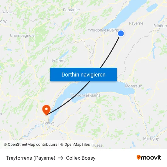 Treytorrens (Payerne) to Collex-Bossy map