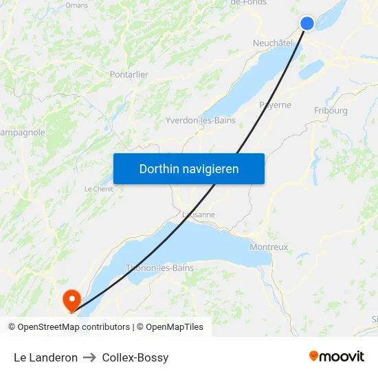 Le Landeron to Collex-Bossy map