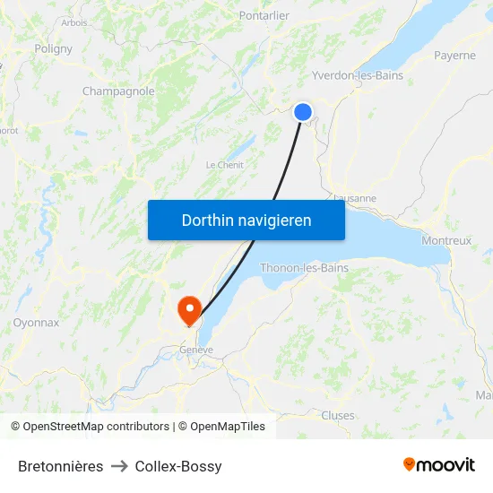 Bretonnières to Collex-Bossy map