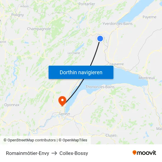 Romainmôtier-Envy to Collex-Bossy map