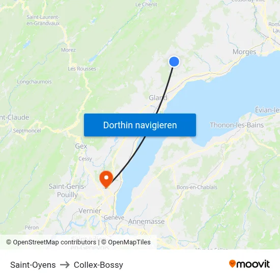 Saint-Oyens to Collex-Bossy map