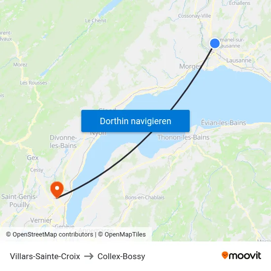 Villars-Sainte-Croix to Collex-Bossy map