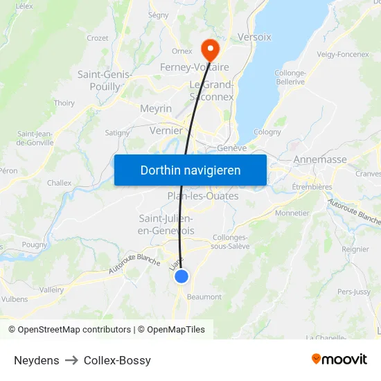 Neydens to Collex-Bossy map