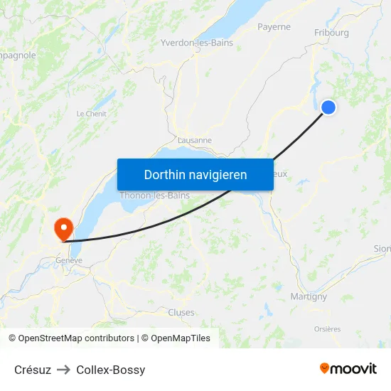 Crésuz to Collex-Bossy map