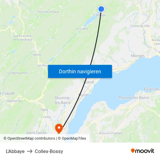 L'Abbaye to Collex-Bossy map
