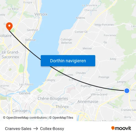 Cranves-Sales to Collex-Bossy map