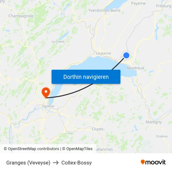 Granges (Veveyse) to Collex-Bossy map
