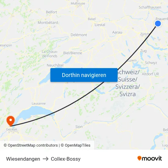 Wiesendangen to Collex-Bossy map