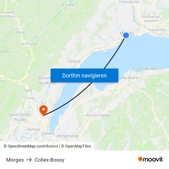 Morges to Collex-Bossy map