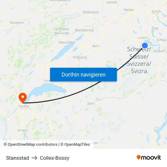 Stansstad to Collex-Bossy map
