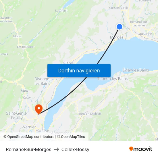 Romanel-Sur-Morges to Collex-Bossy map
