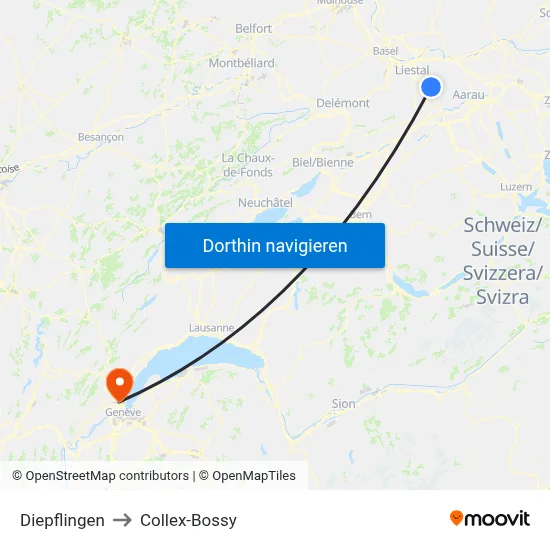 Diepflingen to Collex-Bossy map