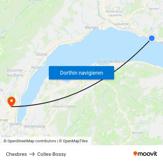 Chexbres to Collex-Bossy map