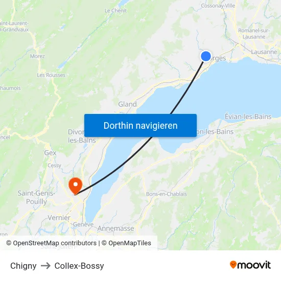 Chigny to Collex-Bossy map