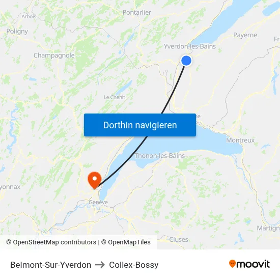 Belmont-Sur-Yverdon to Collex-Bossy map