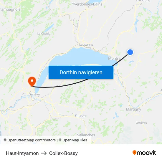Haut-Intyamon to Collex-Bossy map