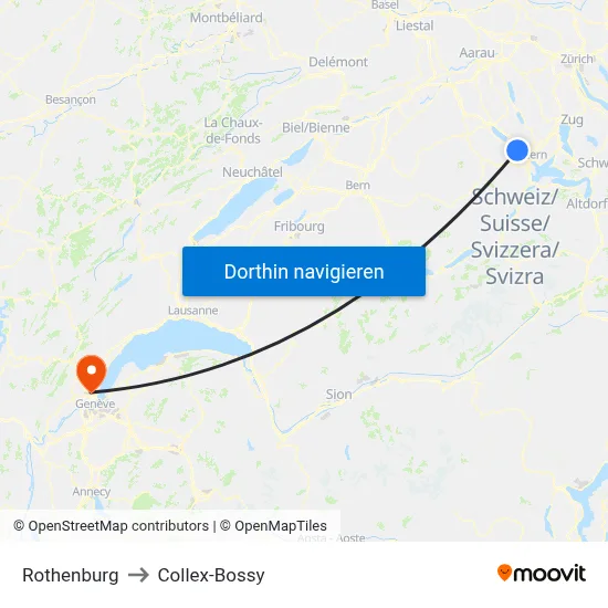 Rothenburg to Collex-Bossy map