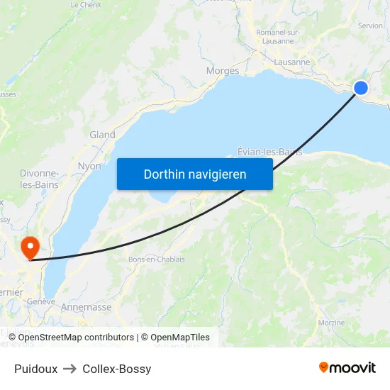 Puidoux to Collex-Bossy map