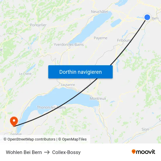 Wohlen Bei Bern to Collex-Bossy map