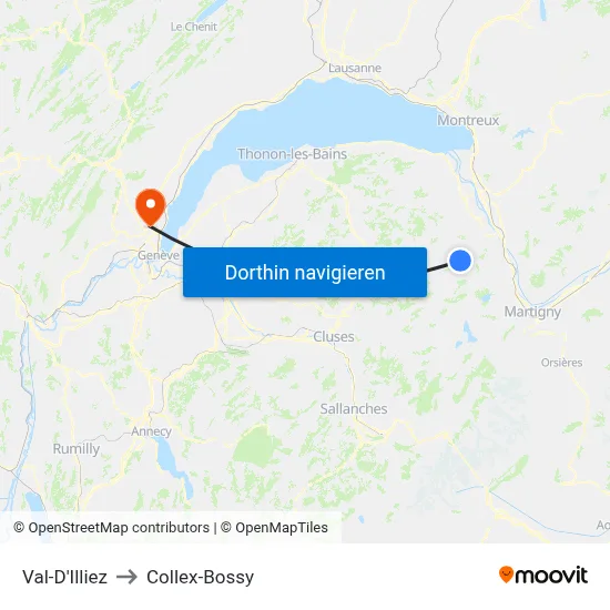 Val-D'Illiez to Collex-Bossy map