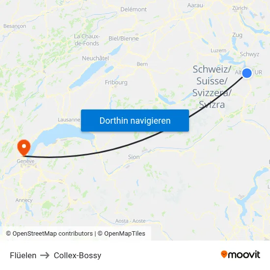 Flüelen to Collex-Bossy map