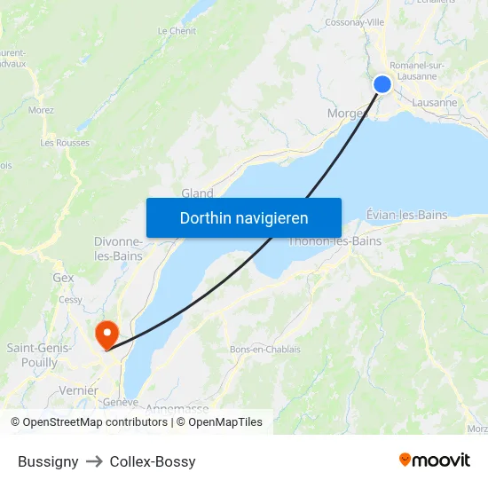 Bussigny to Collex-Bossy map