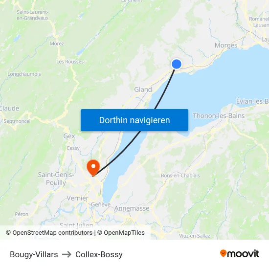 Bougy-Villars to Collex-Bossy map