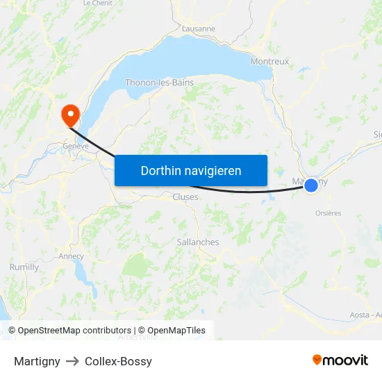 Martigny to Collex-Bossy map