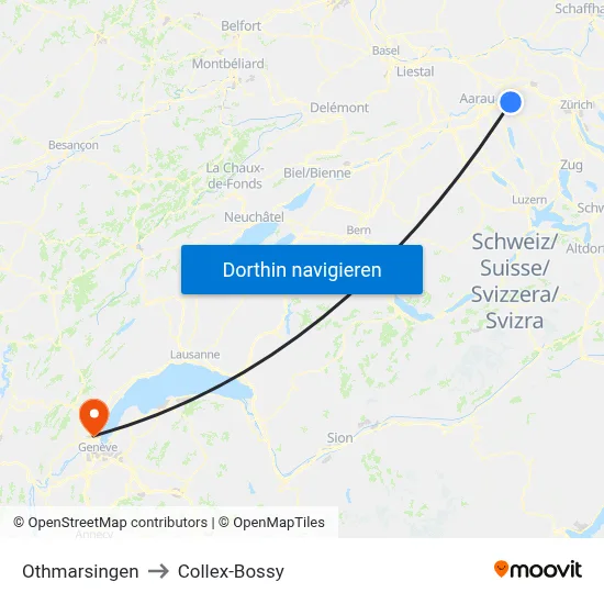 Othmarsingen to Collex-Bossy map