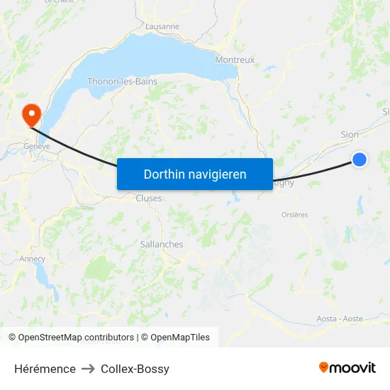 Hérémence to Collex-Bossy map