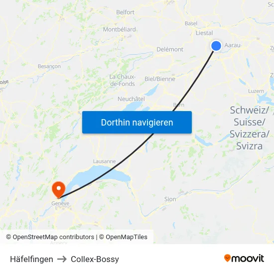Häfelfingen to Collex-Bossy map