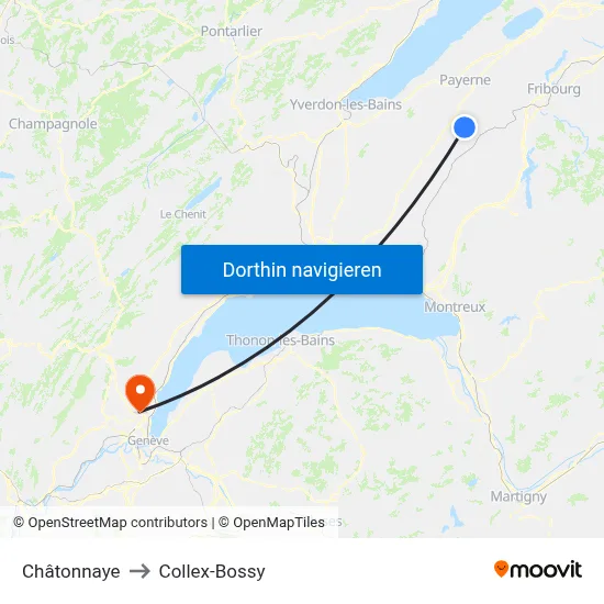 Châtonnaye to Collex-Bossy map