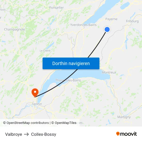 Valbroye to Collex-Bossy map