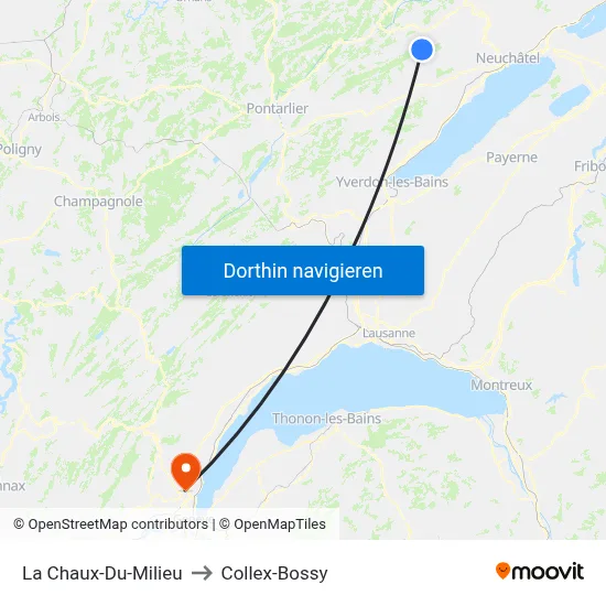 La Chaux-Du-Milieu to Collex-Bossy map