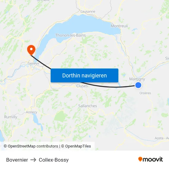 Bovernier to Collex-Bossy map