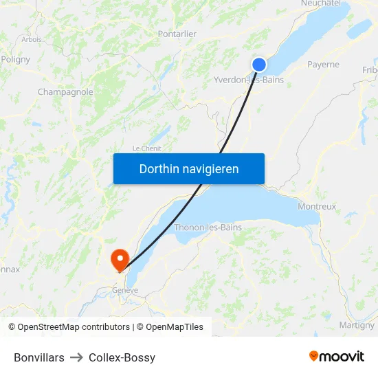 Bonvillars to Collex-Bossy map