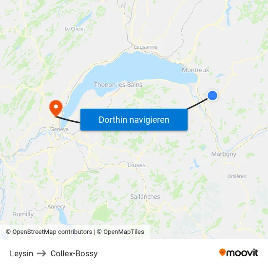 Leysin to Collex-Bossy map