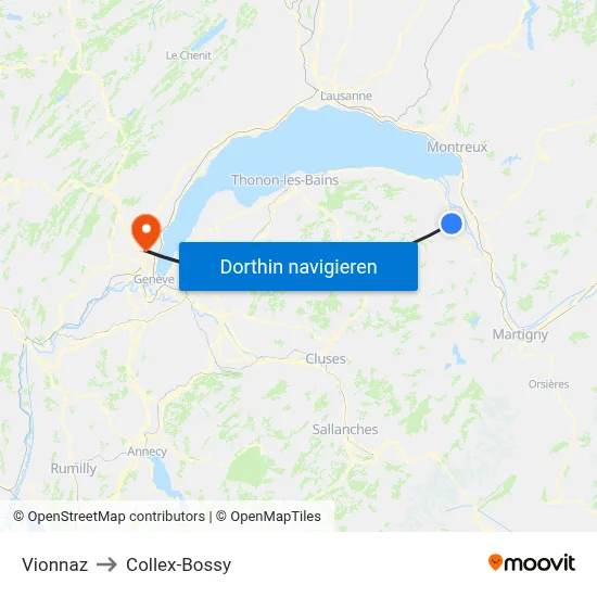 Vionnaz to Collex-Bossy map