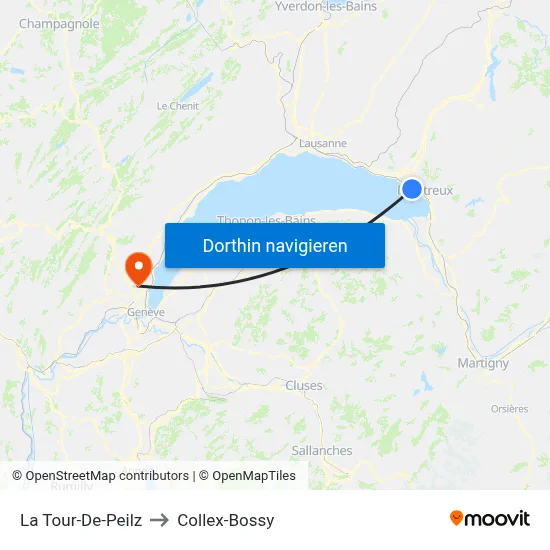 La Tour-De-Peilz to Collex-Bossy map