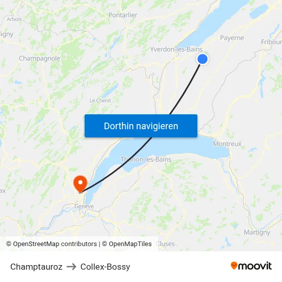 Champtauroz to Collex-Bossy map