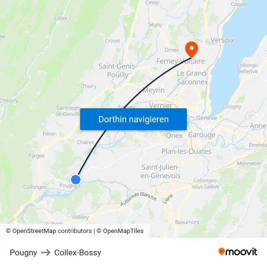 Pougny to Collex-Bossy map