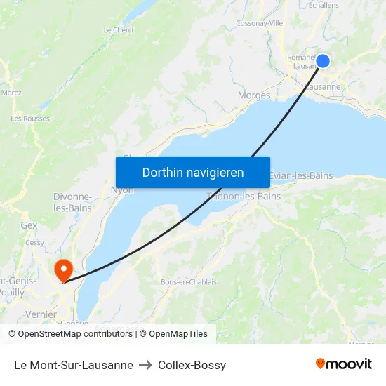 Le Mont-Sur-Lausanne to Collex-Bossy map