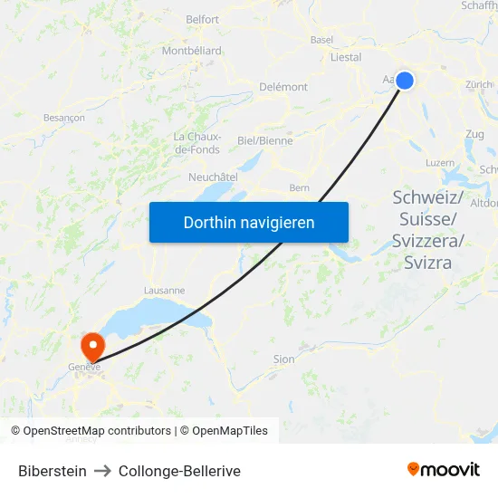 Biberstein to Collonge-Bellerive map