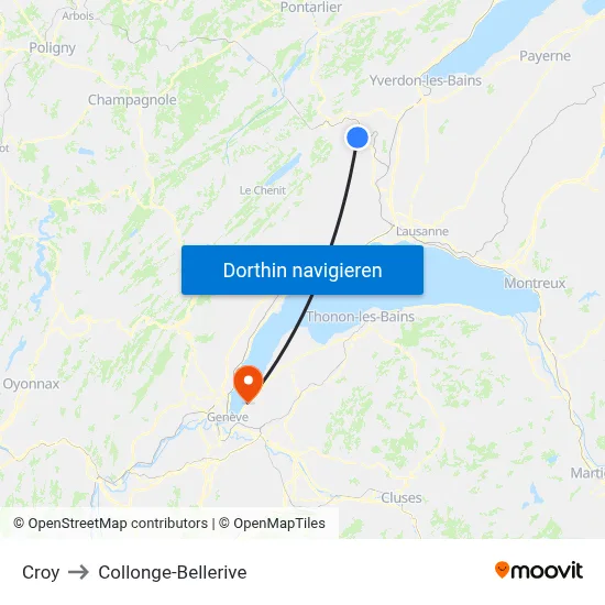 Croy to Collonge-Bellerive map