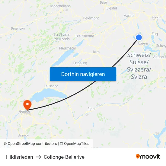 Hildisrieden to Collonge-Bellerive map