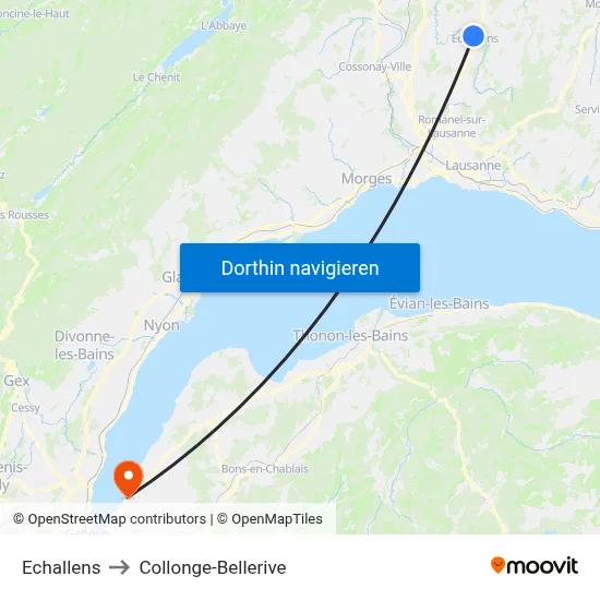 Echallens to Collonge-Bellerive map