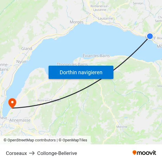 Corseaux to Collonge-Bellerive map