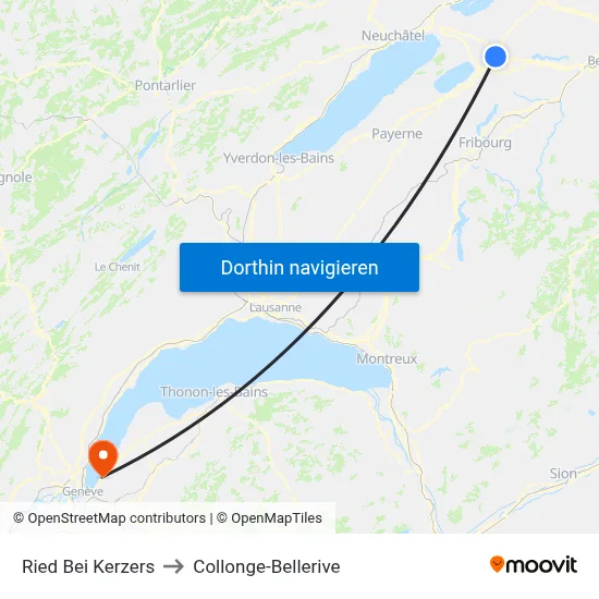 Ried Bei Kerzers to Collonge-Bellerive map