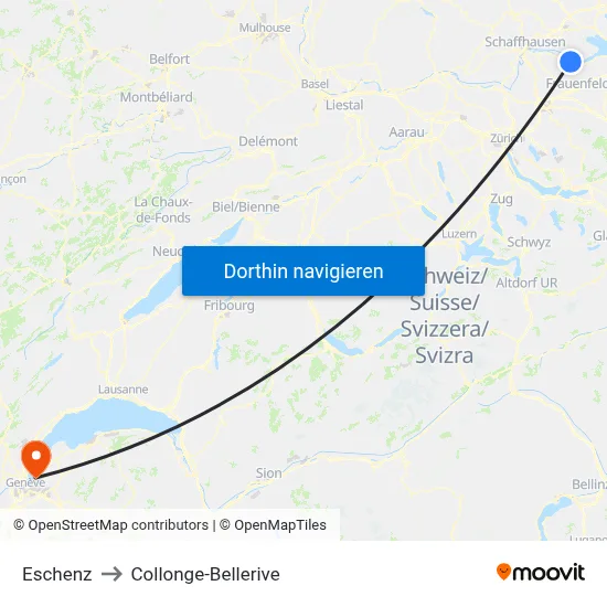 Eschenz to Collonge-Bellerive map