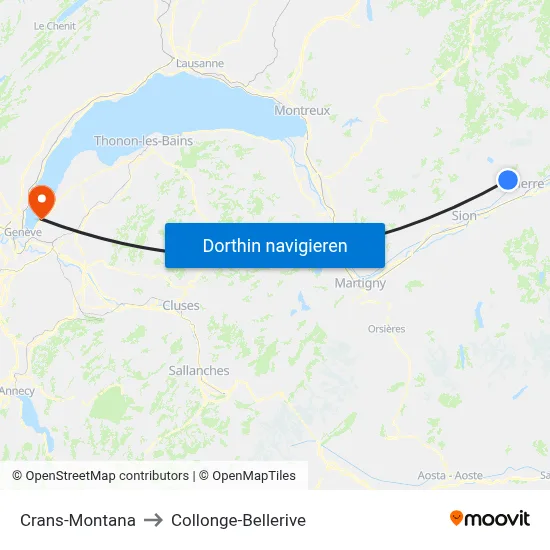 Crans-Montana to Collonge-Bellerive map